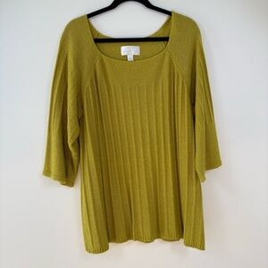 Green Knit Figure Flattering Quiet Luxury Capsule Sweater Top Women’s Plus 18/20